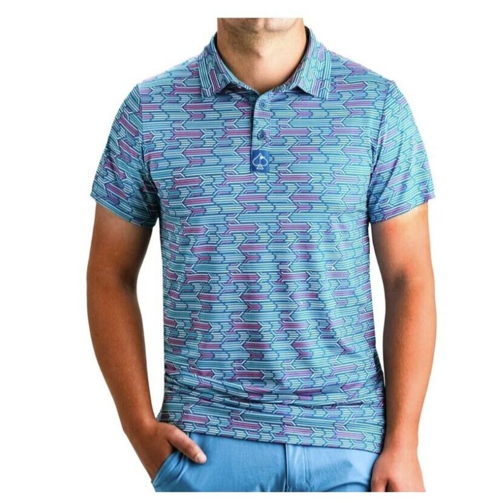 Pins & Aces Racing Geo Polo Top Blue ( XL )
